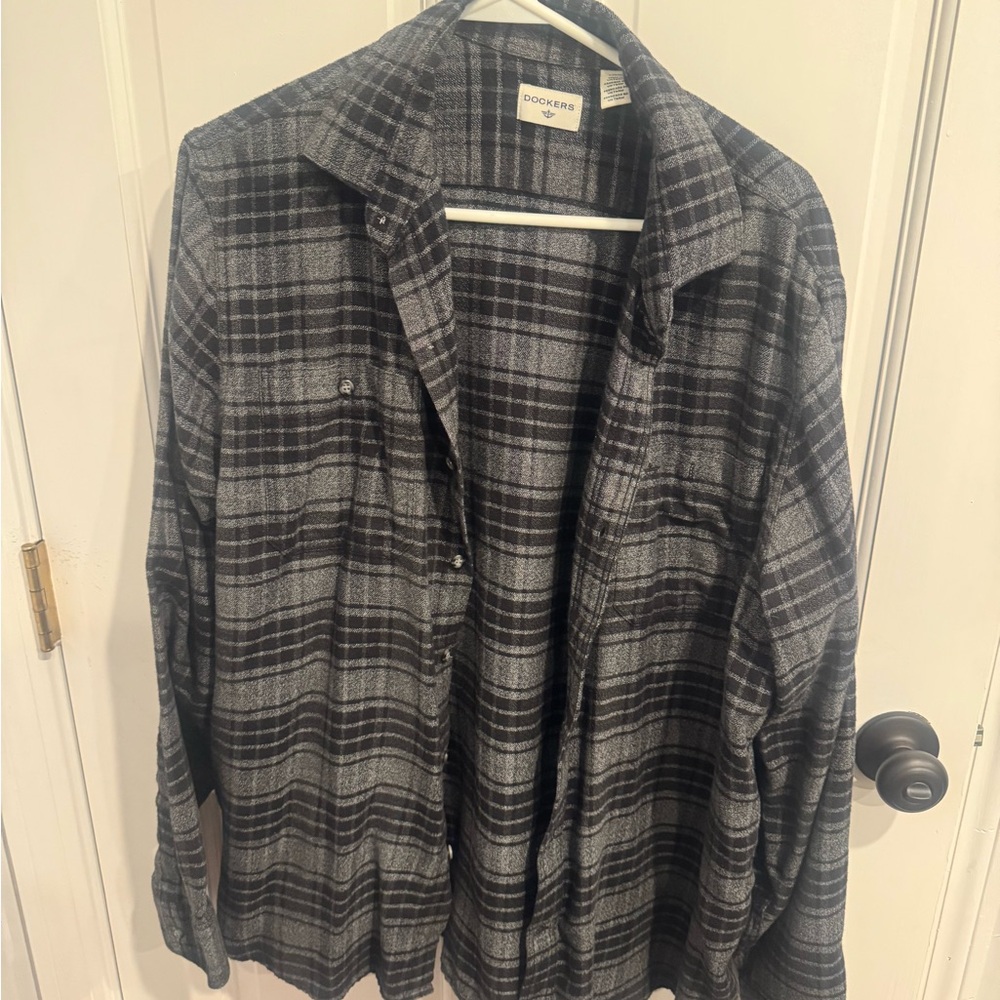 Dockers Black and Gray Checkered Shirt